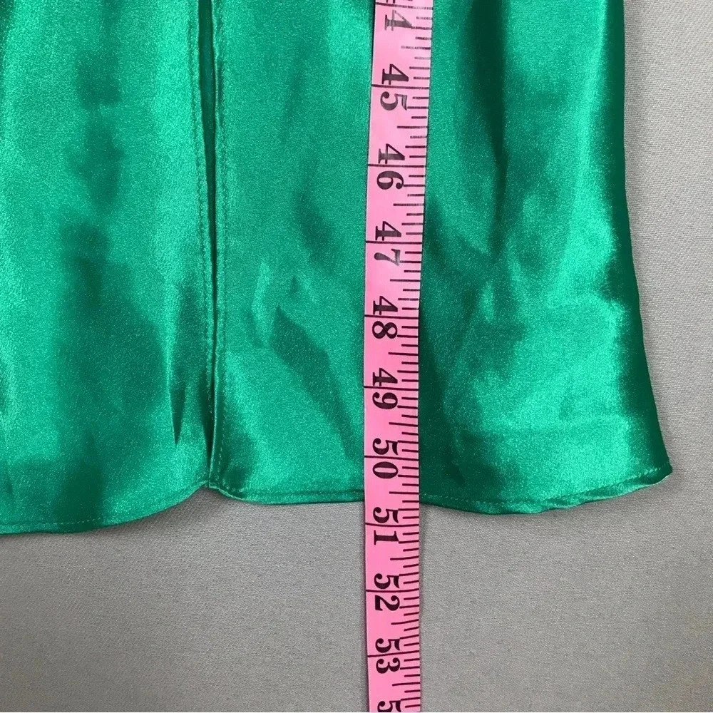 Victoria’s Secret VINTAGE GOLD LABEL Satin Lace Maxi Slip Dress Size Small Green - Picture 12 of 16